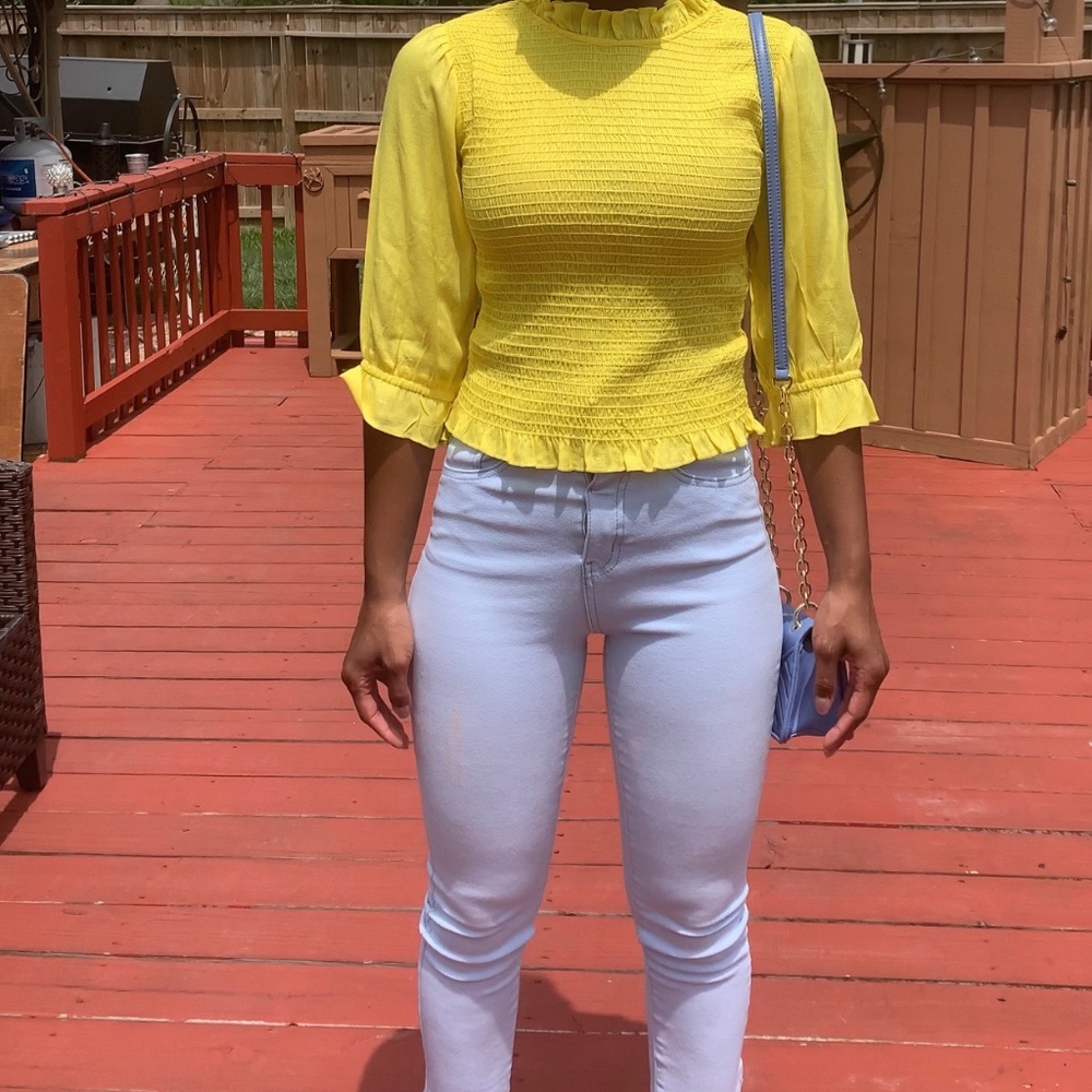 Bright Yellow Ruffle Top